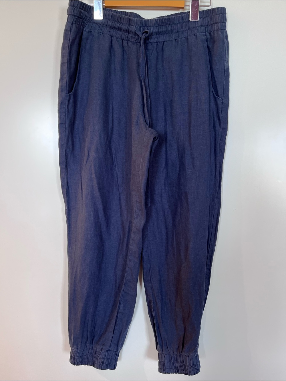 Cloth & Stone 100% Linen Navy Jogger Style Pant Elastic Waist Small